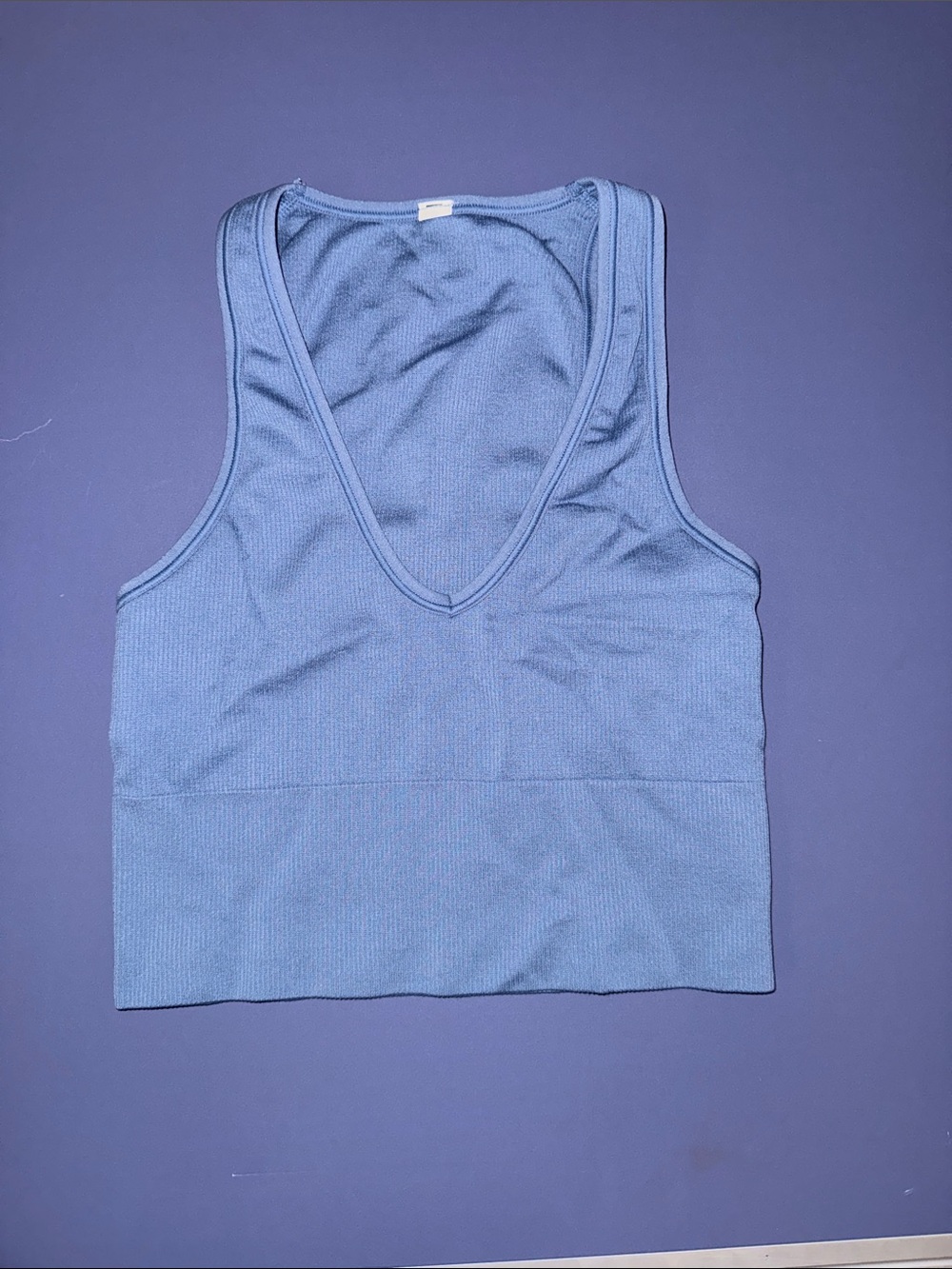 Athleta Blue V-Neck Seamless Tank